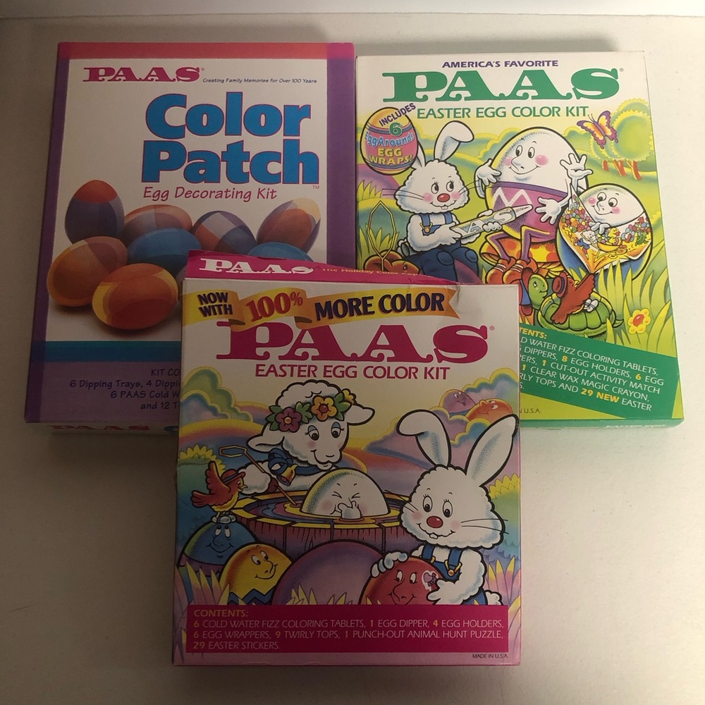 Vintage PAAS Easter Egg Color Kit Set of 3 Original & Patch Made in USA Decorate
